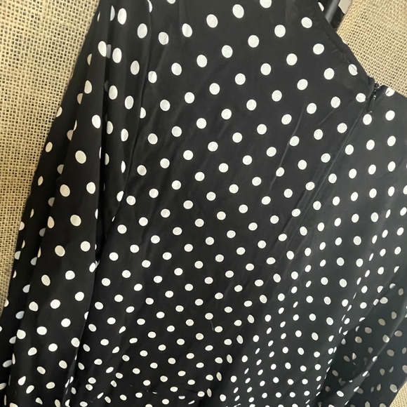 NWT! Queen Bee Maternity wrap midi dress black polka 12 long sleeves - Picture 11 of 11